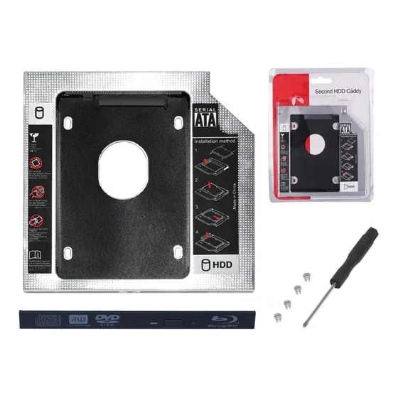 Adaptador Caddy Dvd Para Segundo Hd Ou Ssd 2.5 Sata 9.5mm