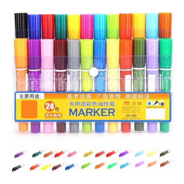 24 Colores Marcadores Plumones Punta De Pincel Dual Brush