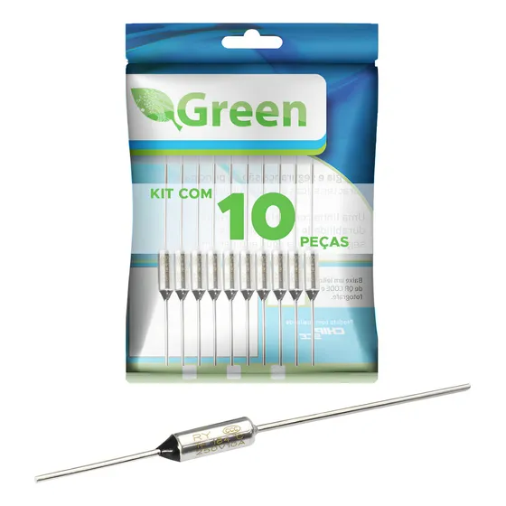 10x Fusível Térmico 10a 184° 184 Graus 110v 127v 220v 250v - Green
