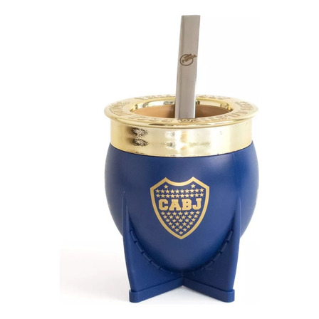 Mate Pampa Xl Boca Juniors + Bombilla Xeneize Cabj Azul Mate Pampa Xl Boca Juniors + Bombilla Xeneize Cabj Azul