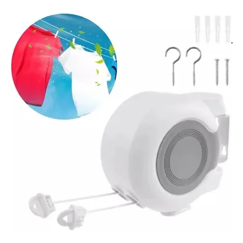 Tender De Ropa Doble Linea 13mts Tendedero D Pared Retractil