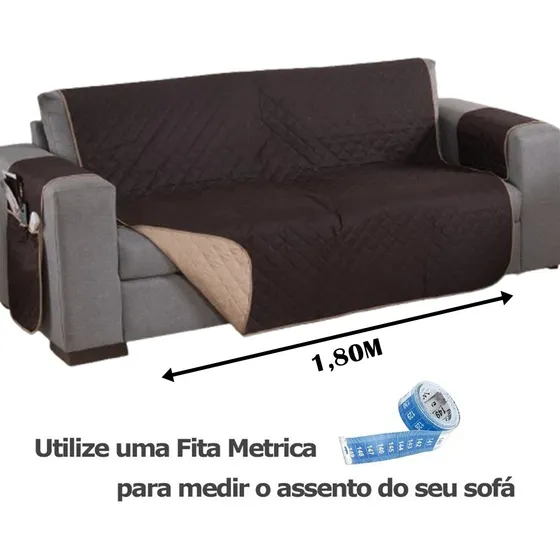 Capa Protetor Para Sofá 3 Lugares King Impermeável Cor Tabaco/caqui Liso