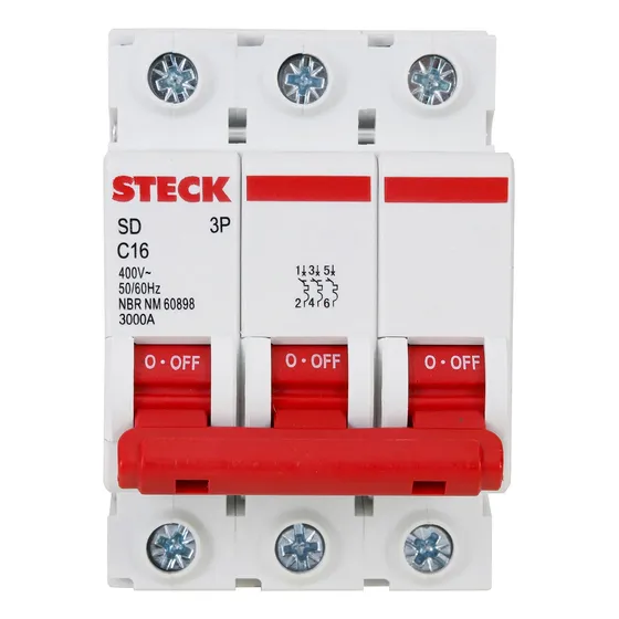 Disjuntor Din Tripolar 10a Até 63a 230/400v Curva C Steck
