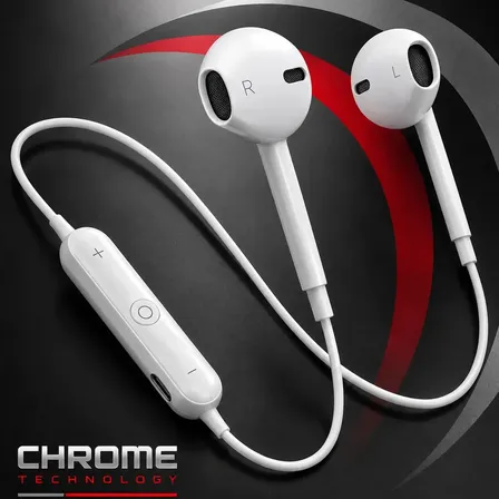 Fone De Ouvido Bluetooth Chrome Technology S6 Branco Com Cancelamento De Ruído