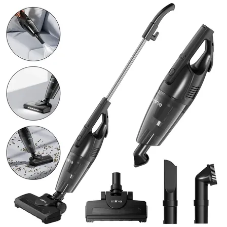 Aspirador de Pó Vertical Sem Fio 2 em 1 Portátil Bateria 120W Com Frontal LED Bivolt Escova Rotativa Escova Aspirante Capacidade 700ml