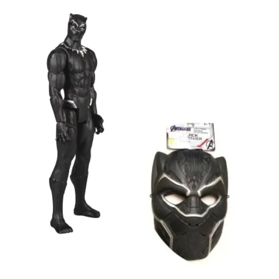 Black Panther Figura D Acción + Máscara Pantera Negra Marvel