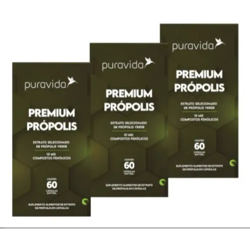 Kit 3x Propolis Verde Premium 60 Cps 10mg Fenólico, Puravida