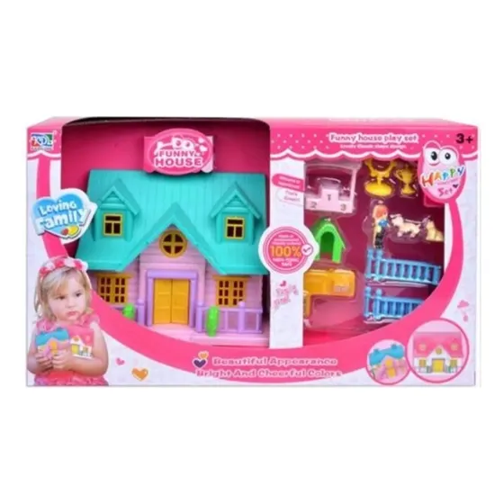 Casita Muñeca De Juguete Con Muebles Accesorios Niños En Mca Color Lila
