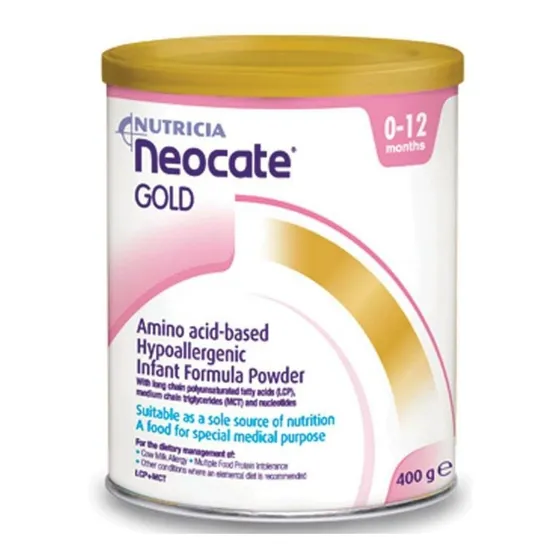 Leche de fórmula en polvo sin TACC Nutricia Neocate Gold en lata de 1 de 400g - 0 meses a 1 años