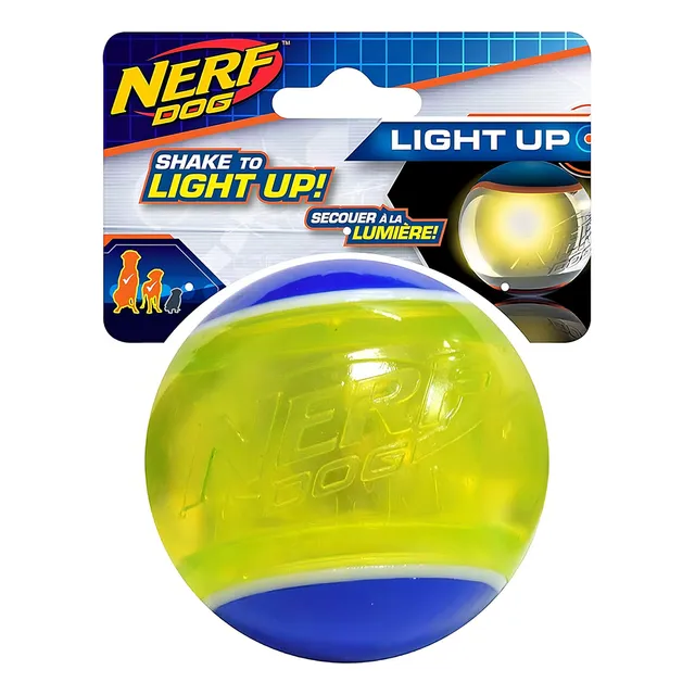 Pelota Para Perro Goma Con Luz Led Flota En El Agua Nerf Dog Color Azul/verde