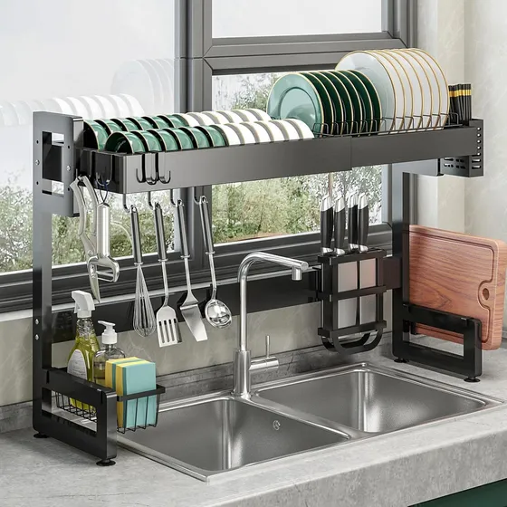 Escurridor de Platos Ajustable extensible 65 a 95 cm Acero Negro para Vajilla – IMBACK