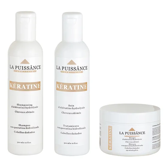 La Puissance Keratina Shampoo x 300 ml + Acondicionador x 300 ml + Máscara x 250 ml