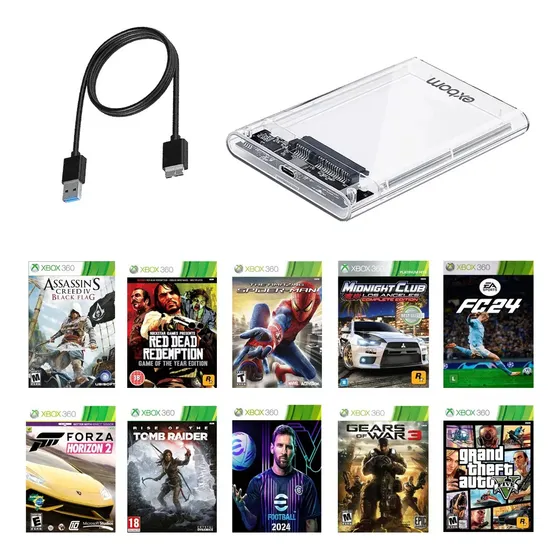 Hd 1tb + Case 3.0 + Jogos Para Xbox 360 Rgh