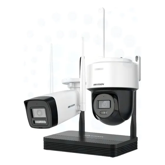 Kit 2 Cámaras Wifi Bala Domo Pt NVS Hikvision Easylink 4mp Color Blanco