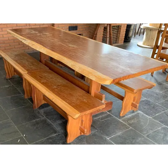Mesa Rústica Móveis De Itatiba Madeira Maciça 2,55m