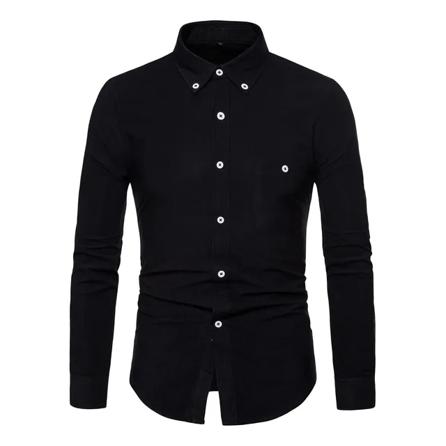 Camisa Pana Para Hombre Casual Manga Larga Boton Ligera -