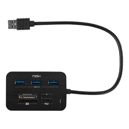 Lector De Tarjetas Nox Reader One + Hub Usb 3.0 Color Negro