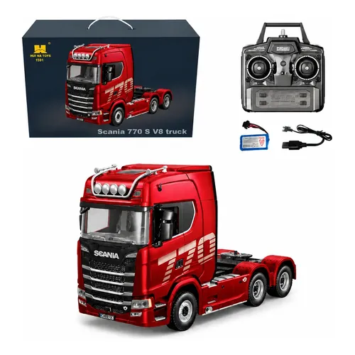 Caminhão Scania 770s V8 Realista 1:18 Truck Rc Luzes Som Met