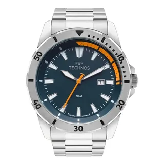 RelĂłgio Technos Masculino Militar Prata Cor Do Fundo Azul RelĂłgio Technos Masculino Militar Prata Cor Do Fundo Azul