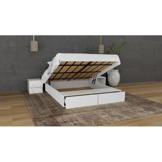 Base De Cama Baul King Size Madera Abatible Plegable Amanta