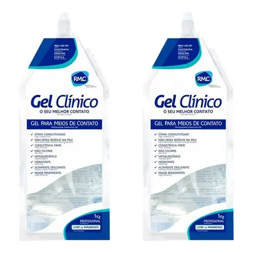 Kit 2 Gel Clínico Contato Condutor Ultrassom Incolor Rmc 1kg
