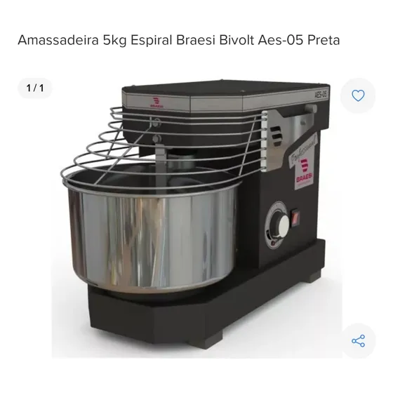 Amassadeira 5kg Espiral Braesi Bivolt Aes-05 Preta Seminova.