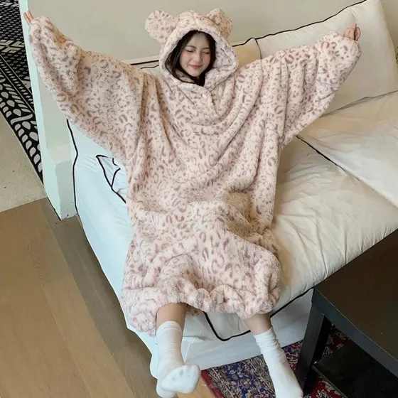 Pijama De Invierno De Forro Polar De Terciopelo Coral Con Lu