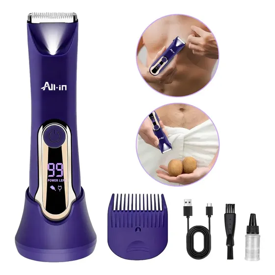 All-in Barbeador Eletrico Aparador de Pelos Maquina de Barbear Corporal Zona Intimas Barba Cabelo Depilador Pelos Lâmina de Cerâmica sem Dores Homen