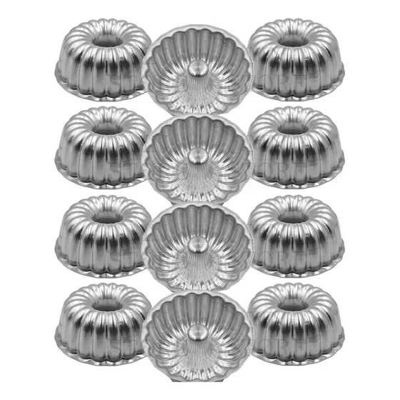 Forma Mini Bolo Vulcao Pudim Decorada Gomada 9x4 12 Peças