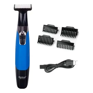 Barbeador Elétrico Prova D'água Kemei Azul