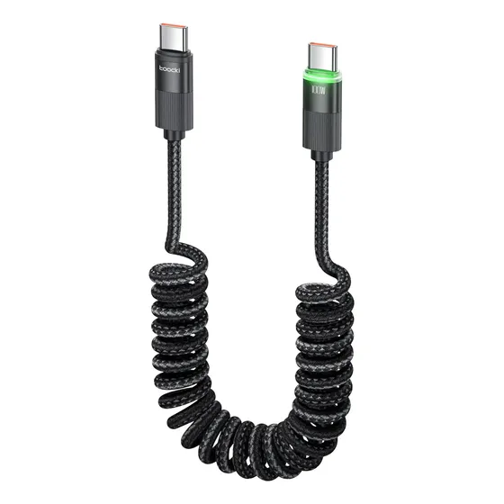 Cable Carga Rapida Usb C A Usb C 100w Espiral Auto Retractil