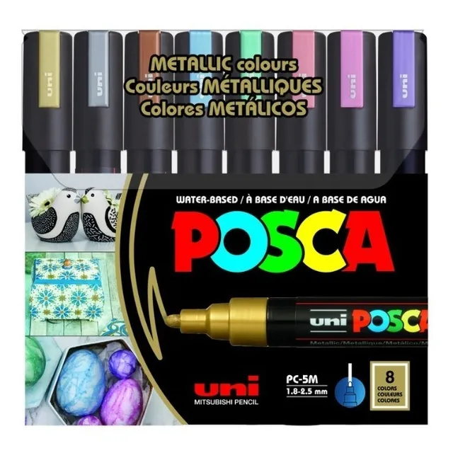 Marcadores Posca PC-5M Colores Metalicos set 8u Elfleaf