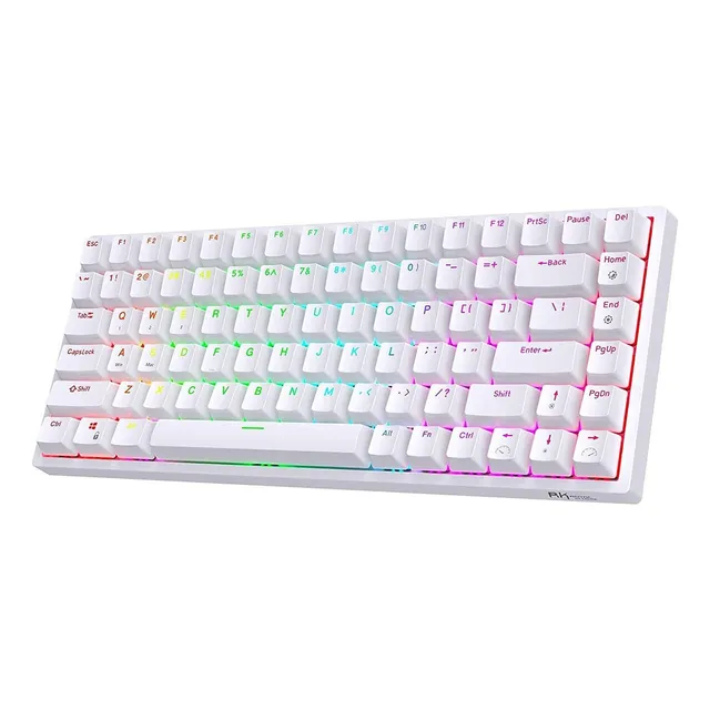 Teclado gamer bluetooth Royal Kludge QWERTY Royal Kludge Red inglés US color blanco con luz RGB