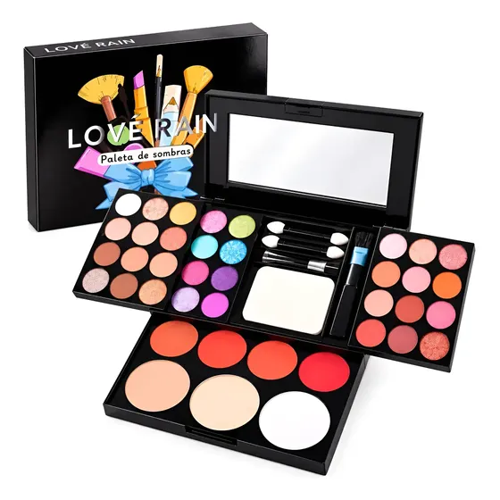 Paleta D Sombras Kit Maquiagem Completo Sombras Blush Pincel