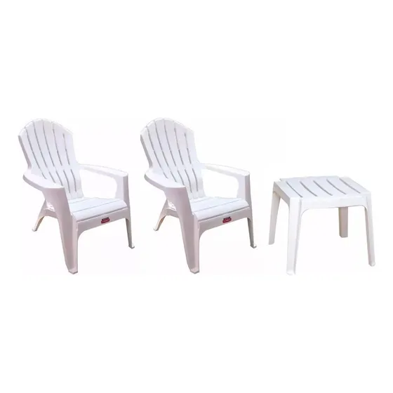 2 Sillones Reposera Colombraro Country + Mesa Blanca Color Blanco