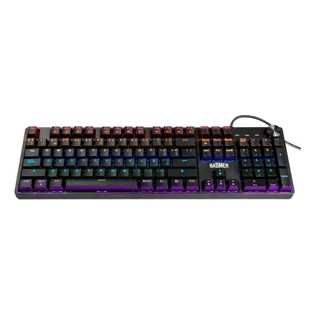 Teclado Alámbrico Gamer Basher Led Rainbow/reposa Bash-1004