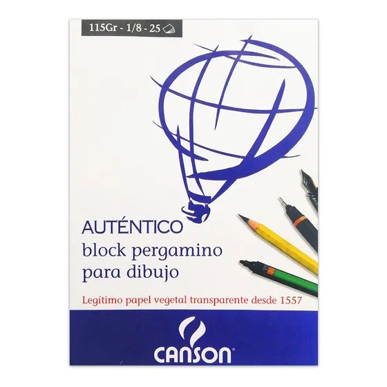 Block Papel Pergamino 115 Gr X 25 Hojas Tamaño 1/8
