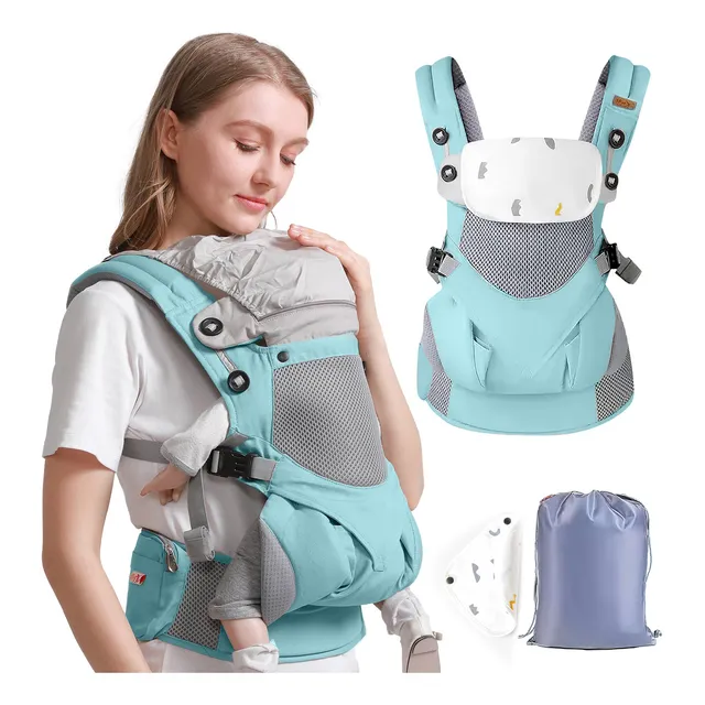 Cangurera Bebe Mochila Portabebes Canguros Ergonomica Asient Color Azul