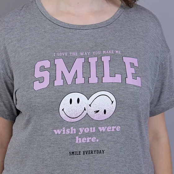 Remera Smile Mujer Viscosa Lycra Talles Grandes -jaguar Azul
