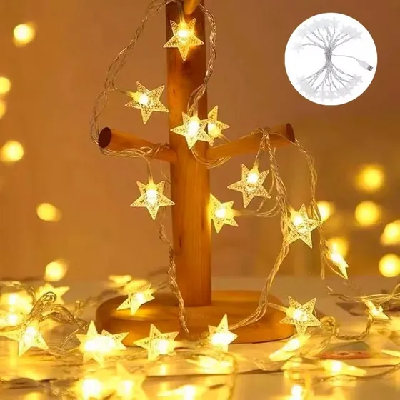 Usb Serie Luces Estrella Bodas Eventos Fiesta 20 Leds 3m