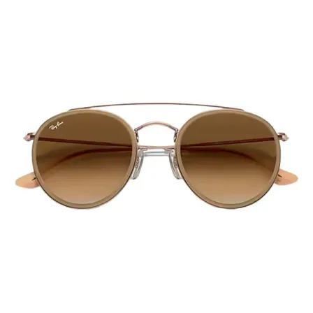 Óculos De Sol Rb3647 Marrom Metal Ponte Dupla Uv400 Premium Round Double Bridge Marrom