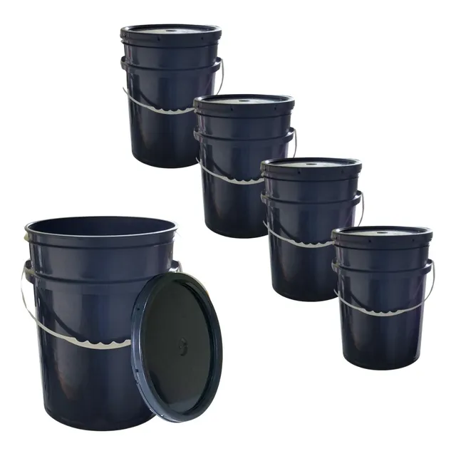 Balde Poliplast 20l Plástico Negro - Pack X 5 Unid.
