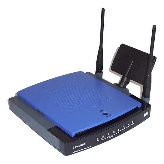 Roteador 3 Antenas 2,4ghz Linksys Wrt300n Com Cor Preto/azul