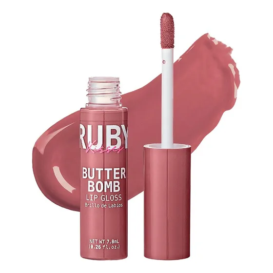 Brillo De Labios Lip Gloss 7.8ml Ruby Kisses Larga duración Flirty Con Vitamina E Rosa