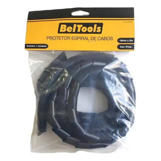 Protetor De Cabos Espiral 18mm X 2 Metros Preto Beltools