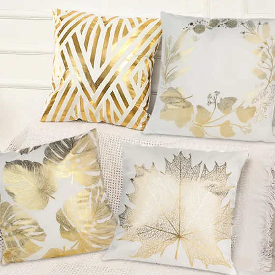 Juego De 6 Fundas De Cojines Con Estampado Dorado 45x45cm