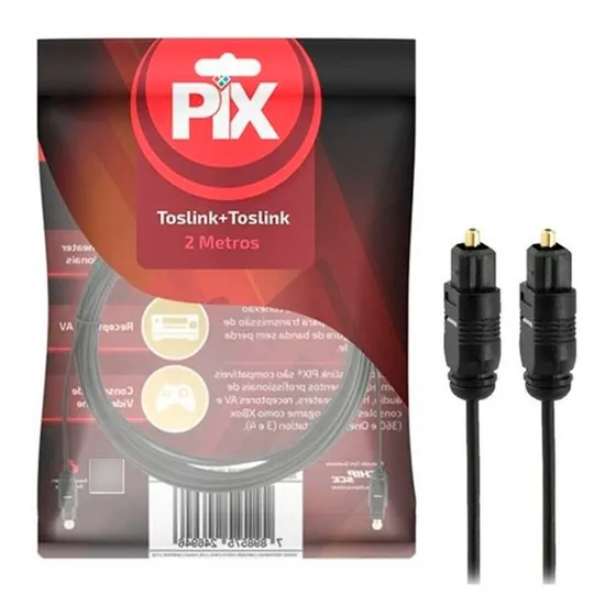 Cabo Fibra Óptico Digital Toslink 2m Resistente Flexível 5+