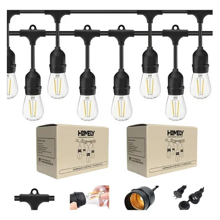 Pack X2 Guirnalda Terraza Ext Homely Luces Vintage 10 Metros Luces Amarillo
