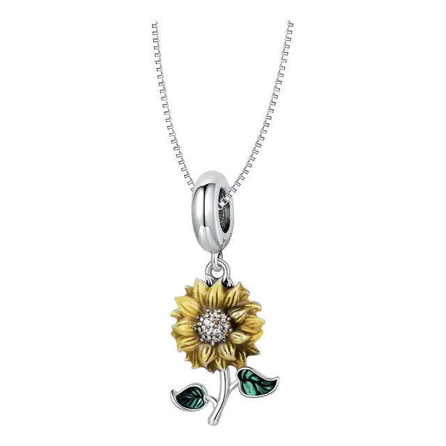 Collar Cadena Para Mujer Dije Flor Girasol En Plata 925