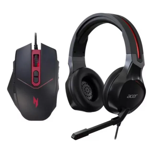 Auriculares Vincha Juegos Acer Nitro Y Mouse Kit/ Microfono Color Negro